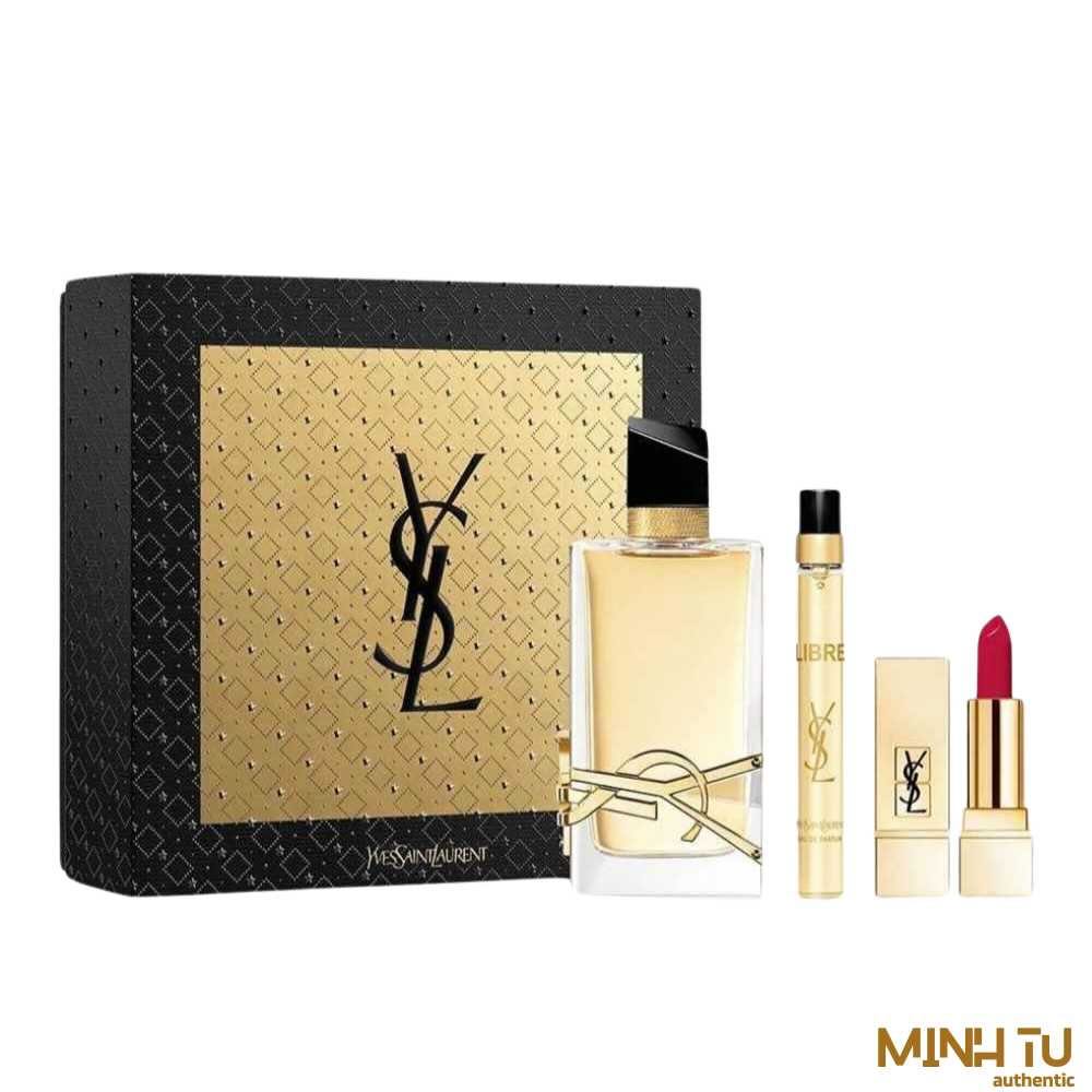 Gift Set 3Pcs Yves Saint Laurent YSL Libre EDP 90ml, 10ml, Son YSL 21 | Chính hãng